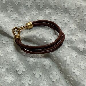 MICHAEL KORS Leather Wrap Gold Hook Bracelet